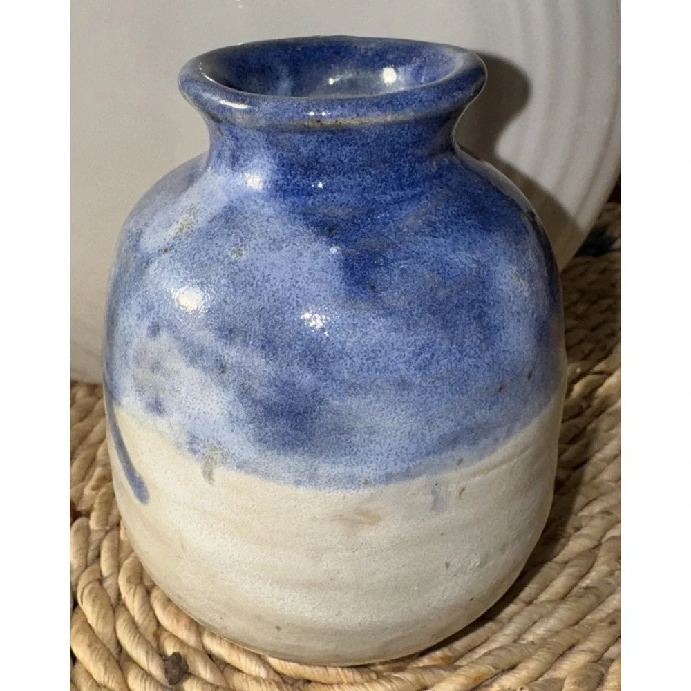 Blue/ Grayish‎ Glazed Bud Vase *Stoneware 3.75